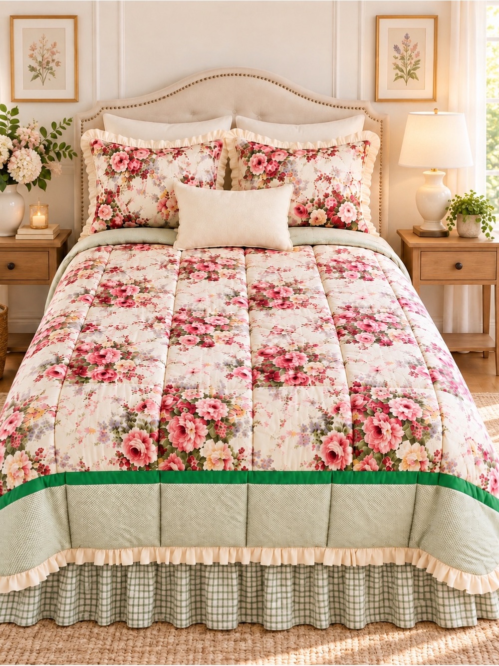 American Living Pink and Cream Floral Comforter Set
